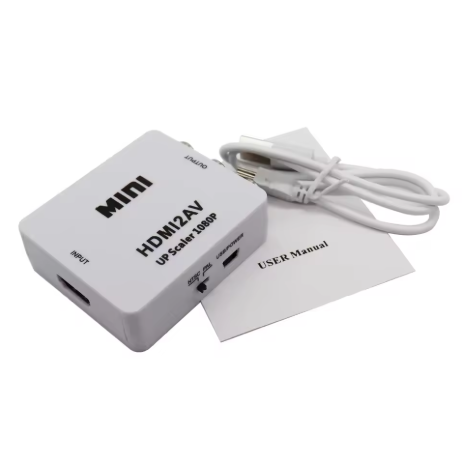 (NEW CONSOLE TO OLD TV ADAPTER) Mini RCA HDMI Input To AV Converter HDMI2AV (White)