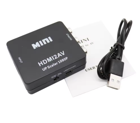(NEW CONSOLE TO OLD TV ADAPTER) Mini RCA HDMI Input To AV Converter HDMI2AV (Black)