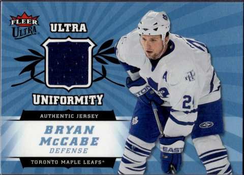 Bryan McCabe - Toronto Maple Leafs - Game-Used Worn Swatch Relic Jersey Memorabilia Card - NHL Hockey - Sports Card Single (Randomly Selected, May Be Different Card then Pictured)