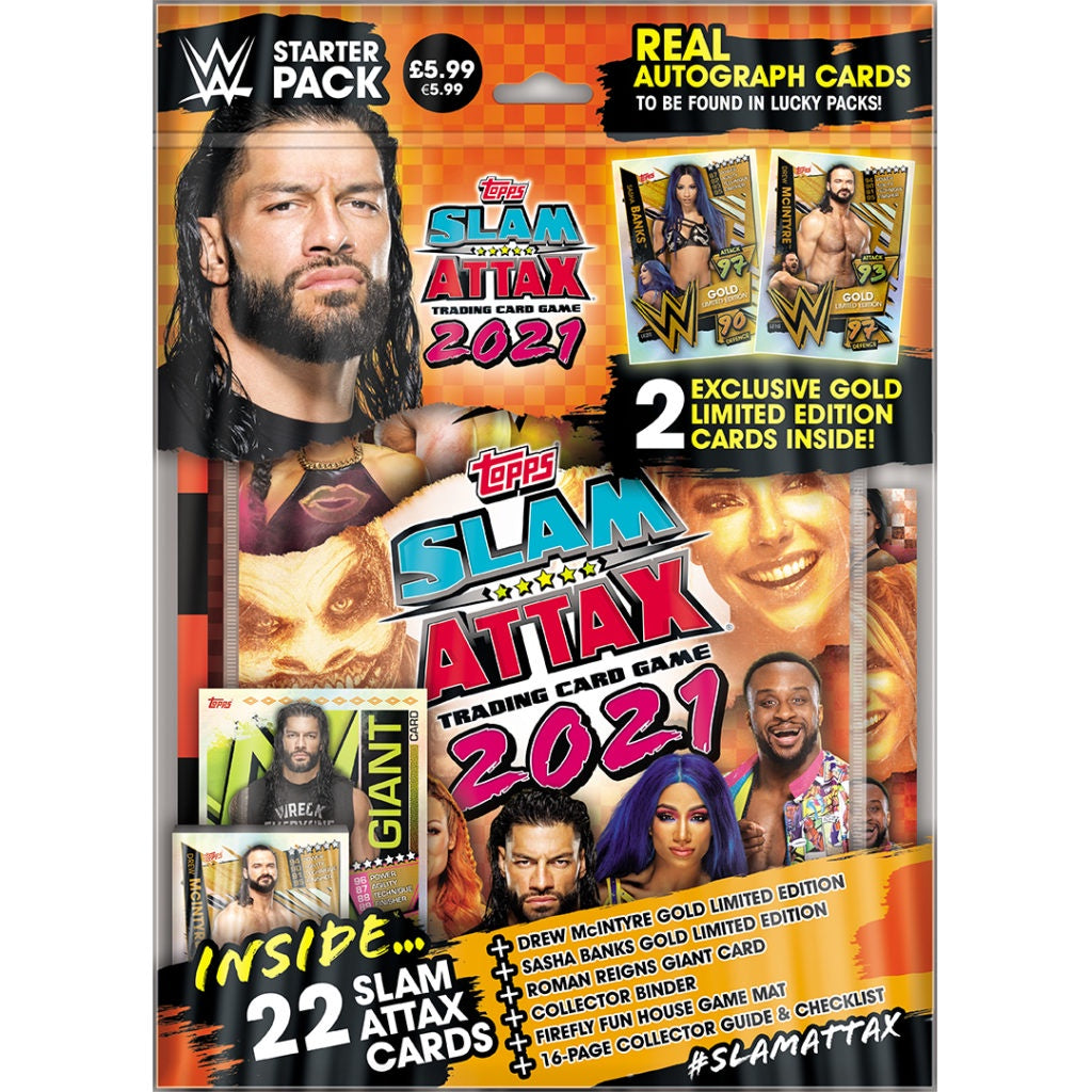 2021 Topps WWE Slam Attax Cards -  Starter Pack (Binder + 22 Cards)