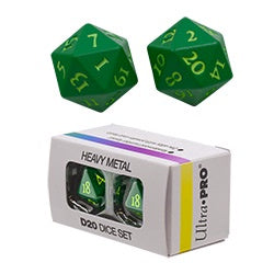 Ultra Pro: Heavy Metal D20 2 Dice Set: Vivid Green