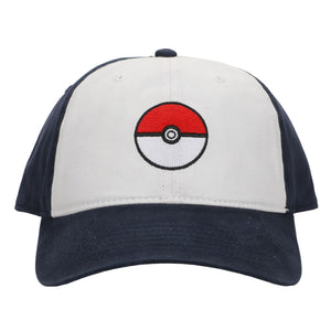 Pokeball Embroidery Baseball Cap on Navy Cotton Twill