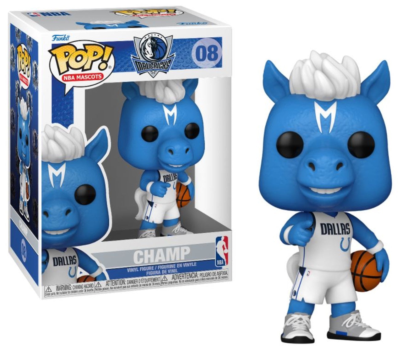 Funko POP! NBA Mascots: Dallas Mavericks White Jersey - Champ #08 Vinyl Figure