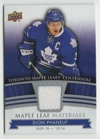 Dion Phaneuf - Toronto Maple Leafs - Game-Used Worn Swatch Relic Jersey Memorabilia Card - NHL Hockey - Sports Card Single (Randomly Selected, May Not Be Pictured