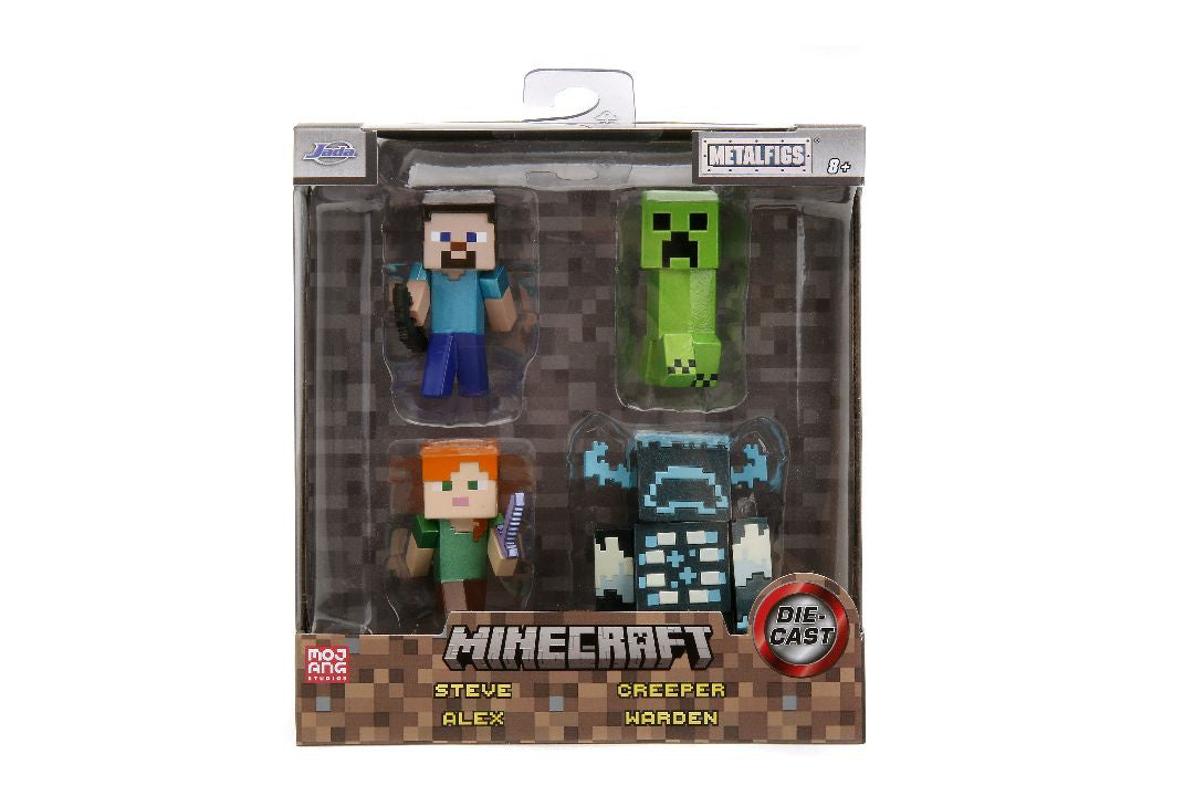 Metalfigs Minecraft 2.5" Die-Cast Figure 4 Pack (Steve, Alex, Creeper and Warden) [Jada Toys]