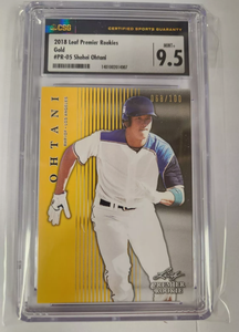 SHOHEI OHTANI 2018 Leaf Premier PR-05 GOLD Rookie Card RC #/100 (CSG/CGC Graded 9.5)