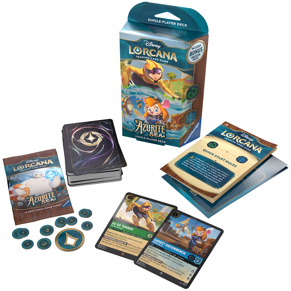 Disney Lorcana: Azurite Sea - Starter Deck (Emerald & Sapphire - Go Go Tomago & Gadget Hackwrench)