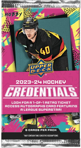 2023-24 Upper Deck Credentials Hockey Hobby Pack (6 Cards Per Pack)