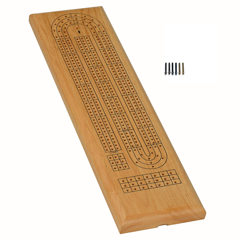 Cribbage 3-Track Board with Metal Pegs