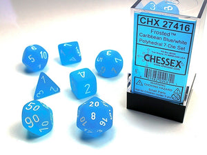 Chessex - Frosted Polyhedral 7-Die Dice Set - Caribbean Blue/White