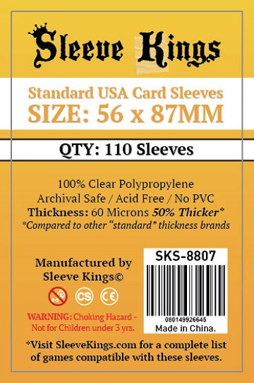 standard card sleeve size mm Sleeve Kings Standard USA Card Sleeves 56 x 87 MM 110ct – A & C Games