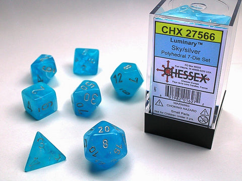 Chessex - Luminary Polyhedral 7-Die Dice Set - Sky/Silver