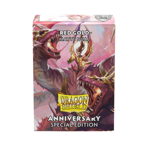 Dragon Shield - Standard Size Anniversary Special Edition Matte Dual Art Sleeves 100ct - Red Gold