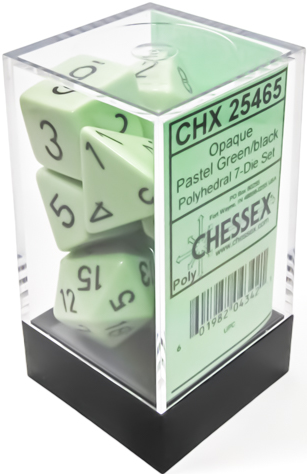 Chessex - Opaque Polyhedral 7-Die Dice Set - Pastel Green/Black
