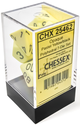 Chessex - Opaque Polyhedral 7-Die Dice Set - Pastel Yellow/Black