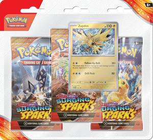 Pokemon Scarlet & Violet: Surging Sparks - 3 Pack Blister - Zapdos (Pre-Order) (ETA November 8th, 2024)