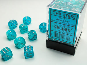 Chessex - Cirrus 36D6-Die Dice Set - Aqua/Silver 12MM