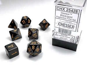 Chessex - Opaque Polyhedral 7-Die Dice Set - Black/Gold