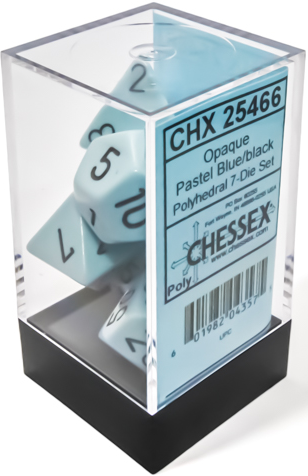 Chessex - Opaque Polyhedral 7-Die Dice Set - Pastel Blue/Black