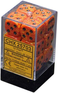 Chessex - Speckled 12D6-Die Dice Block Set - Fire 16MM