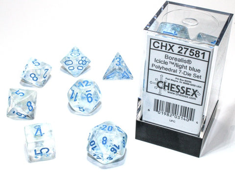 Chessex - Borealis Polyhedral 7-Die Dice Set - Icicle/Light Blue