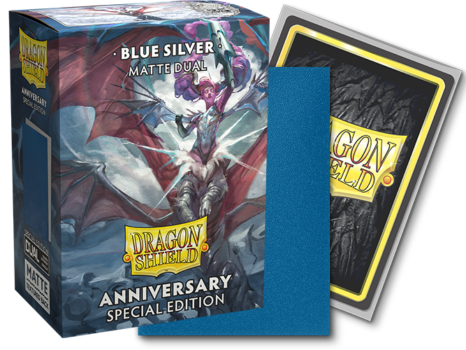 Dragon Shield - Standard Size Matte Dual Anniversary Special Edition Sleeves 100ct - Blue/Silver