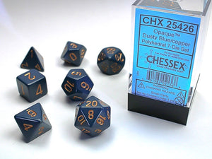 Chessex - Opaque Polyhedral 7-Die Dice Set - Dusty Blue/Copper