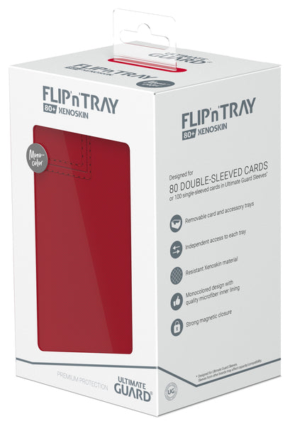 Ultimate Guard Twin Flip n Tray XenoSkin Monocolor Deck Case 80+ - Red