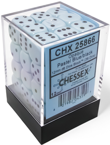Chessex - Opaque 36D6-Die Dice Set - Pastel Blue/Black 12MM