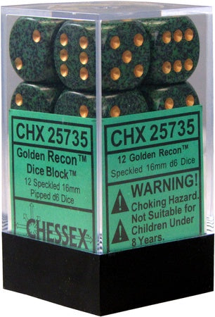 Chessex - Speckled 12D6-Die Dice Set - Golden Recon 16MM