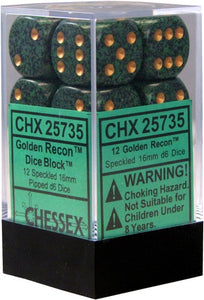 Chessex - Speckled 12D6-Die Dice Set - Golden Recon 16MM