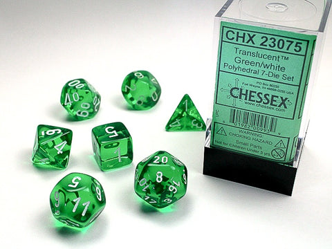 Chessex - Translucent Polyhedral 7-Die Dice Set - Green/White