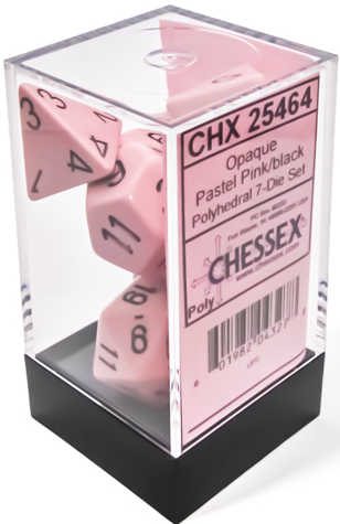 Chessex - Opaque Polyhedral 7-Die Dice Set - Pastel Pink/Black