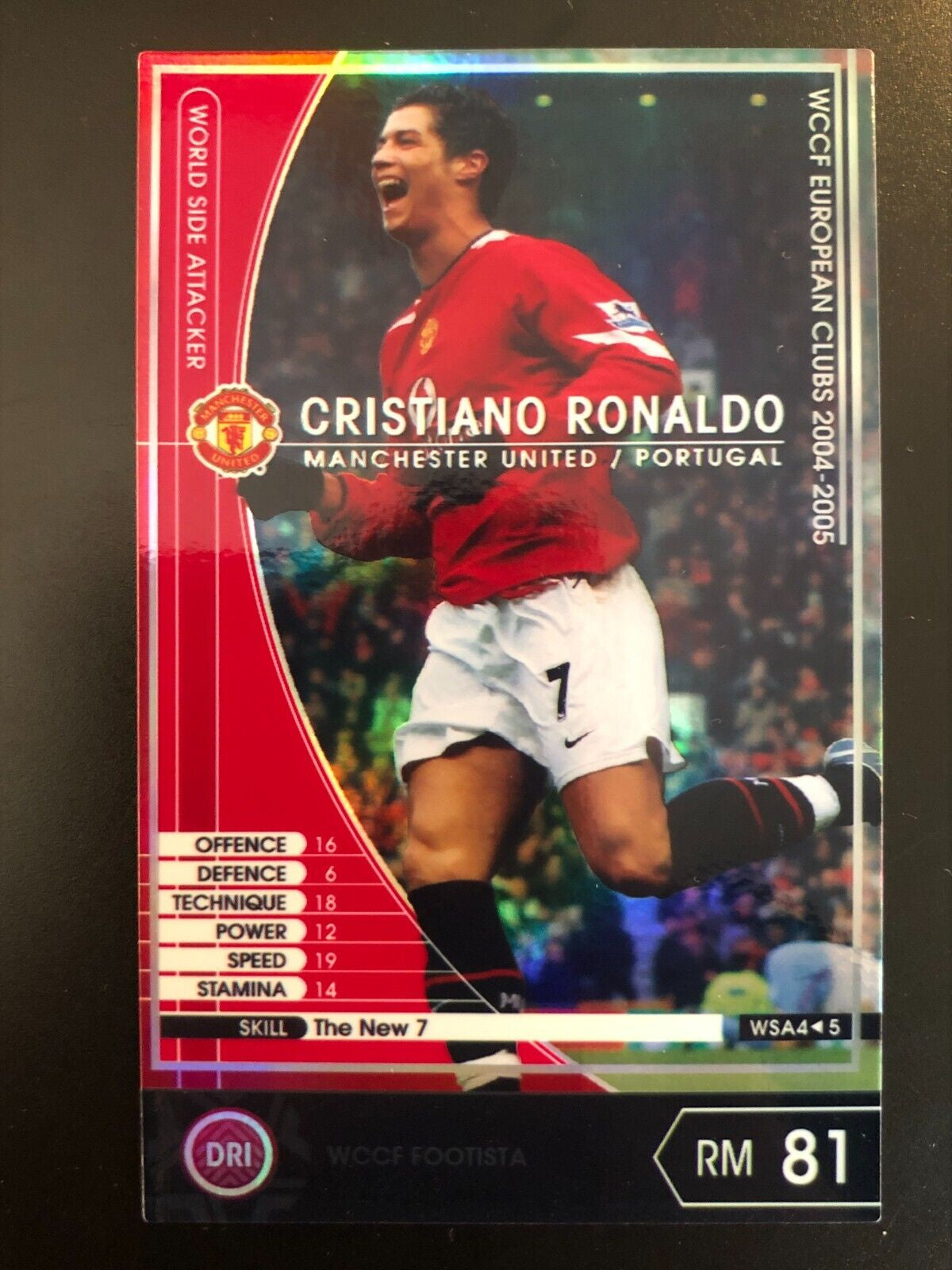 2019-22 Cristiano Ronaldo 2004-05 Panini SEGA WCCF WSA4 Refractor Manchester United Conversion Reprint