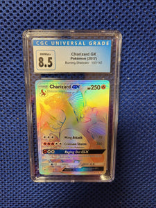 Charizard GX Pokemon Burning Shadows 150/147 Rainbow Secret Rare Graded CGC 8.5