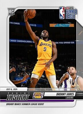 2024-25 Panini Instant NBA #1 Bronny James "Bronny Makes Summer League Debut" Los Angeles Lakers RC (Rookie Card) 1 of 1654