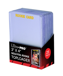 Ultra Pro - Gold Foil Rookie Card Top Loader 35pt Regular - Super Clear 3" x 4" Toploader - 25 Count