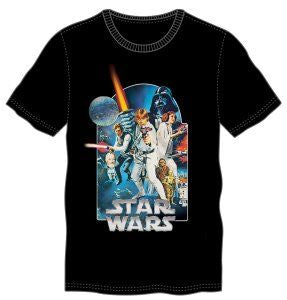 STAR WARS -Charaters Poster Men's Black Tee T-Shirt