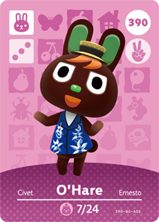 390 O'Hare Authentic Animal Crossing Amiibo Card - Series 4