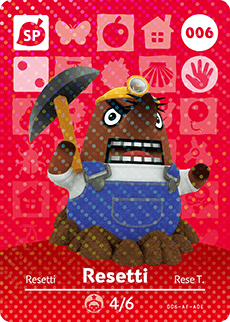 006 Resetti SP Authentic Animal Crossing Amiibo Card - Series 1