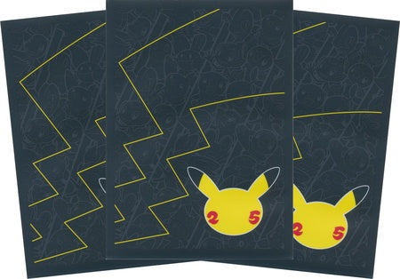 Pokemon Celebrations - Logo 25 Year Anniversary Pikachu - Standard Deck Protector Sleeves Only - 65 ct - Black (Generic Packaging)
