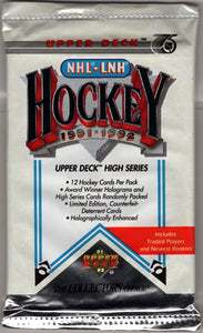 1991-92 Upper Deck High Series NHL Hockey Pack (12 Cards Per Pack)