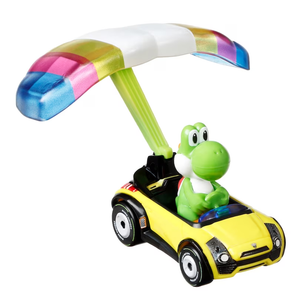 Hot Wheels Mario Kart Yoshi Sports Coupe + Parafoil Glider