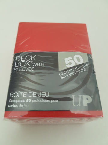 Ultra Pro - Deck Box with Standard Size 50ct PRO-Gloss Deck Protector Sleeves - Red