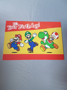 Super Mario Birthday Card, Its Your Birthday!  with Envelope (Mario, Luigi, Yoshi & Toad) (sentimental studios - A Hallmark Company)