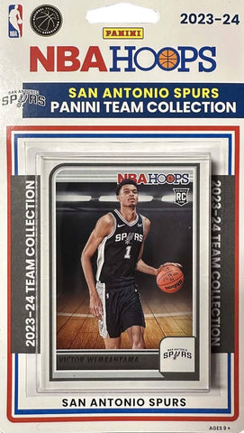 2023-24 Panini NBA Hoops Basketball Team Collection Set - San Antonio Spurs (Victor Wembanyama RC Rookie Card Included)