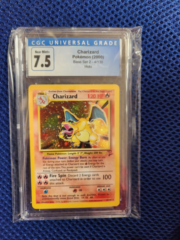 Charizard - Pokemon (2000) - Base Set 2 - 4/102 - Holo - CGC Graded 7.5