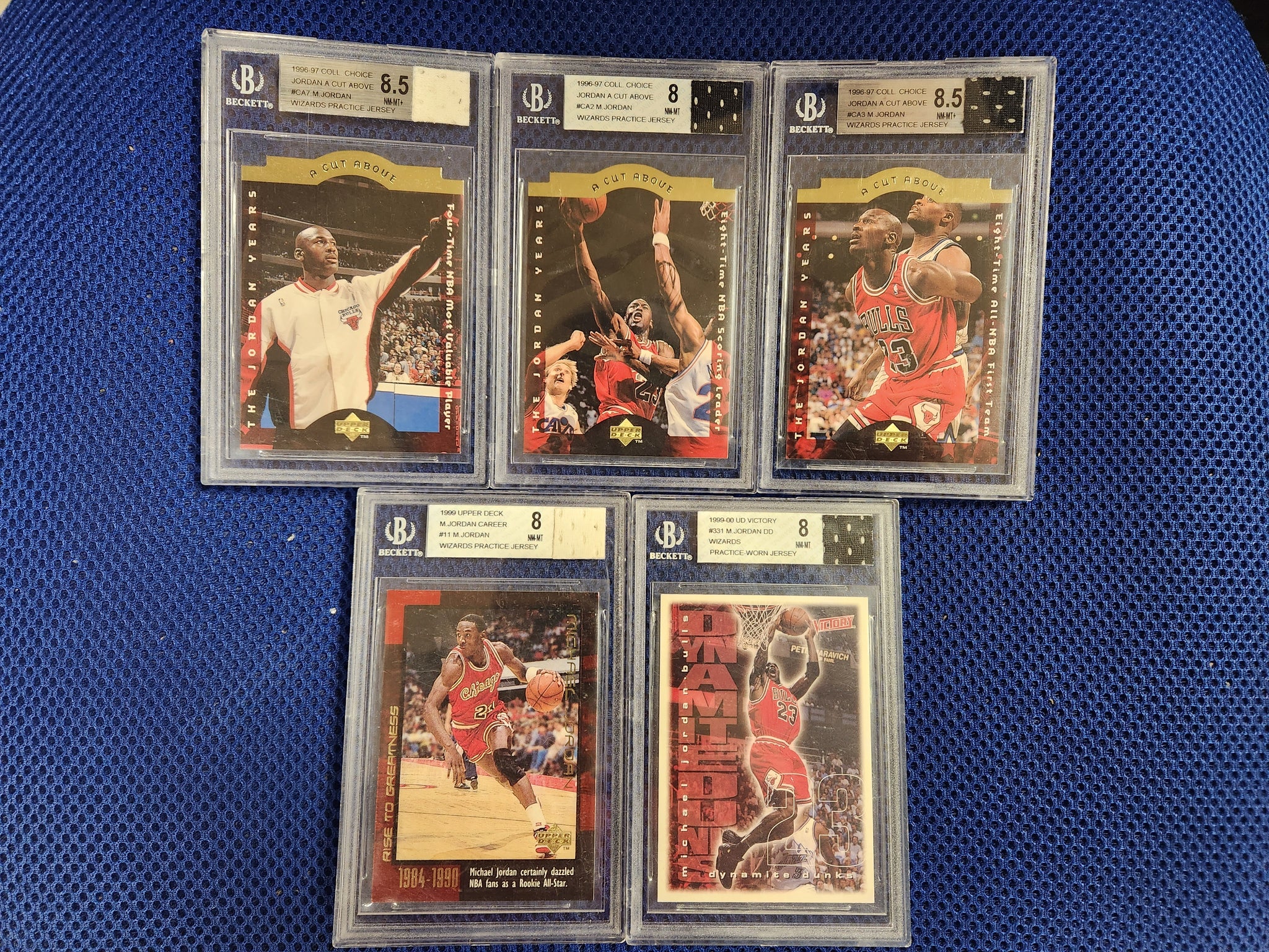 Michael Jordan Certified Washington Wizards Practice Worn Warm Up Jersey with Card BGS Beckett Grading Services Verified ang Graded 8 to 8.5 (Randomly Selected, You Will Receive 1 at Random From the Picture)