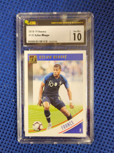 2018-19 Donruss #132 Kylian Mbappe RC (In France Soccer Kit)(Rookie Card) Graded - CSG Graded 10 Gem Mint