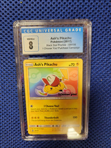Ash's Pikachu – Pokemon (2017) - Black Star Promos - SM108 - I Choose You! Purchase Campaign  - CGC Graded 8 to 9